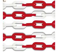 BricoLoco.com Cadena plástico eslabones señalización Blanca y roja. 25 mts. de 6 mm. Para poste, delimitación, balizar, separador. (25 mts. de 6 mm., Blanca y roja)