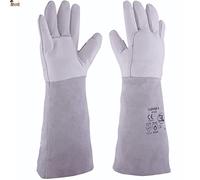 BricoLoco.com Guantes soldador TIG. 2 PARES Trabajo soldadura para soldar con proceso TIG. Cuero piel flor y serraje. Largo 420 mm. Forro interior. (2, Talla 9)
