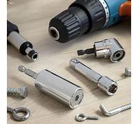 BricoLoco.com Juego llave de vaso de 7 a 19 mm. todo en una herramienta multifunción, universal y multifuncional. Multidientes adaptable hexagonal u otra forma. Llave de carraca manual o taladro