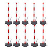 BricoLoco.com Poste señalización y balizamiento para cadena. FLUORESCENTE. Baliza poste separador de filas para eventos. (Rojo-Blanco, 10 uds.)