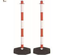 BricoLoco.com Poste señalización y balizamiento para cadena. Pack 2 uds. Rojo y Blanco. FLUORESCENTE. Baliza poste separador de filas para eventos. (Rojo-Blanco, 2 uds.)