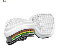 BricoLoco.com Recambio pareja filtros combinado ABEK1P3 contra partículas de polvo y vapores. Trabajo profesional. Antipolvo. Fitosanitarios, pintura. (Pareja filtros recambio)