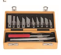 BricoLoco.com Set cutter y cuchillas de precisión. Kit de 17 piezas en maletín. Escalpelos bisturí para manualidades, ebanista, modelismo, bricolaje, marquetería, artesanía.