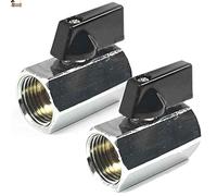 BricoLoco.com Válvula esfera mini. Llave grifo cierre de bola. Palanca de mariposa. Rosca 3/8" Hembra - Hembra. Llave de paso, llenado calentador agua, cisterna WC. (2, 3/8")