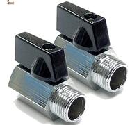 BricoLoco.com Válvula esfera mini. Llave grifo cierre de bola. Palanca de mariposa. Rosca 3/8" Macho - Hembra. Llave de paso, llenado calentador agua, cisterna WC. (2, 3/8")