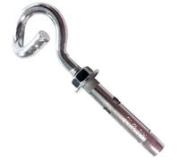 Bricoloco Fixbolt Anclaje Gancho antigiro torcido en espiral para sujección de redes de seguridad. Anclaje expansión tipo hembrilla argolla para carpas, pancartas y carteles. (10)