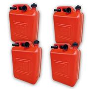 Bricoloco Garrafa para gasolina y líquidos 5, 10 o 20 litros - Fabricación Europea certificado y homologado - Tanque bidón combustibles rojo - Polietileno alta densidad (10 Litros (4 uds.))