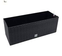 BricoLoco Jardinera Maceta con autorriego. Balcón, terraza, Interior, Exterior. Decorativa. Plástico inyectado Capacidad 17 litros. Símil ratán. Color Negro.