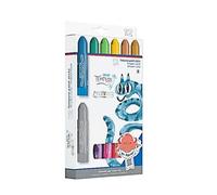 Bricoloco Kit de témperas sólidas lavables de Colores metálicos para niños y niñas. Formato stick. (1, Pack 12 témperas)