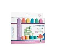 Bricoloco Kit de témperas sólidas lavables de Colores pastel para niños y niñas. Formato barra. (1, Pack 6 sticks)