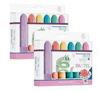 Bricoloco Kit de témperas sólidas lavables de Colores pastel para niños y niñas. Formato barra. (2, Pack 6 sticks)