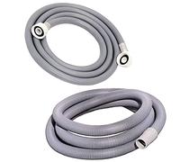 BricoLoco Kit Manguera tubo desagüe lavadora y Manguera conexión toma de agua lavadora. Goma para empalme de vaciado de lavadora a desagüe y Goma para conectar lavadora a grifo