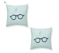 BricoLoco. Lote 2 fundas para cojín decoración Harry 45x45. Cojín sofá, cama Potter. Ropa hogar, cama. Regalo ideal adulto, niño y niña.