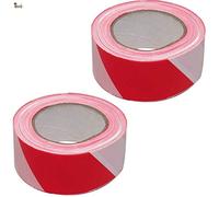 BricoLoco Rollo Cinta señalización balizamiento roja blanca. No adhesiva. Ancho 70 mm. Rollo 200 mts. Caja fácil uso. Advertencia, señalizar, delimitar y balizar espacios. (2)