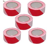 BricoLoco Rollo Cinta señalización balizamiento roja blanca. No adhesiva. Ancho 70 mm. Rollo 200 mts. Caja fácil uso. Advertencia, señalizar, delimitar y balizar espacios. (5)