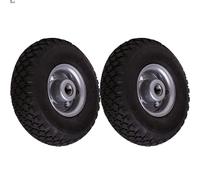 Bricoloco Rueda Carretilla Hinchable neumática Industrial de 4 Lonas 260x85 mm. Pack 2 uds. Eje 20 mm. para Obra, almacén y Transporte. con llanta metálica y rodamientos de Bolas. (2)