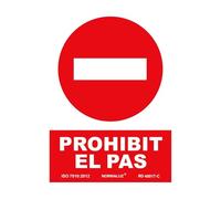 Bricoloco Señal prohibido el paso en catalán "PROHIBIT EL PAS" con tintas UV y material Glasspack de 0,7 mm en PVC de 21 x 30 cms (1)
