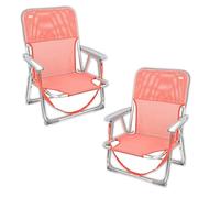 Bricoloco Silla de Playa Plegable Baja Ligera Fija Coral 44 x 72 x 35 cm - Aluminio y Textileno - con Asa de Transporte - Playa, Piscina y Camping (2)