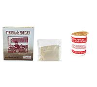 Bricoloco Tierra de fregar con estropajo de esparto para limpiar suciedad de suelos, cazuelas, porcelanas. Arena y esparto 100% ecológico (6)