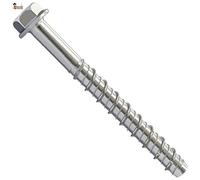BricoLoco Tornillo anclaje para fijación directo en hormigón. No requiere taco. Autorroscante. Cabeza hexagonal. Acero cincado. (25, 10x140)