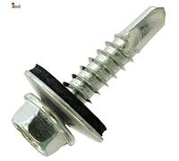 BricoLoco Tornillo autotaladrante roscachapa con arandela de goma. Metal, chapa, panel sándwich … DIN 7504K. Cabeza hexagonal. (4,8x16/16-500 uds.)