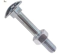 BricoLoco Tornillo con tuerca M6 carrocero. Cuello cuadrado. Cabeza redonda o abombada. DIN 603 con tuerca hexagonal DIN 934. Cincado. Métrica 6. Varios largos y envases. (100, 6x120)