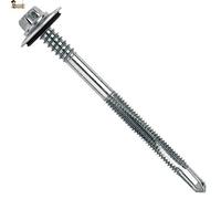 BricoLoco Tornillo fijación panel sándwich a estructuras, soportes o vigas de hierro o metálicas. Autotaladrante. Arandela de goma (5,5/6,3x82-16)