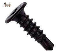 BricoLoco Tornillo roscachapa autotaladrante negro, blanco o cincado. Cabeza extra plana. Punta broca. Para metal, panel… (500 uds. 4,2x14 Negro)