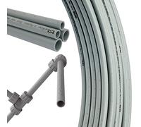 Bricoloco Tubo PVC corrugado flexible gris para instalaciones de tuberías interiores o exteriores de fontanería, jardín, piscinas. Distintas medidas y longitudes (25 mm, 10 metros)