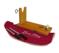 BRICOMIRAS JAMONERO Modelo BANQUETA Color Miel, Regalo Cuchillo + CHAIRA + CUBREJAMÓN, Soporte JAMONERA Ideal para Uso DOMÉSTICO (Cubrejamón Burdeos)