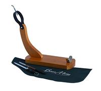 BRICOMIRAS - Jamonero Modelo Huelva Económico | Incluye Cuchillo, Chaira y Cubre Jamón Verde | Base Jamón de Madera de Pino Lacada | Soporte Robusto y Ergonómico, Cubrejamón Verde