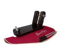 BRICOMIRAS - Jamonero Modelo Rioja | Incluye Cuchillo, Chaira y Cubrejamón | Fabricación Española de Calidad | Sujeción Segura y Resistente, Color Tabaco, Material Cubrejamón Burdeos