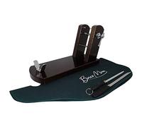BRICOMIRAS - Jamonero Modelo Rioja Profesional | Incluye Cuchillo y Chaira | Madera Pino Chileno de Calidad | Fabricado en España | Ideal para Cortadores de Jamón, Tabaco, Cubrejamón Verde