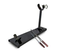 BRICOMIRAS - Jamonero Plegable Metalico | Incluye Cuchillo y Chaira | Ideal para Doméstico y Profesional | Diseño Compacto, Negro, 40x17x6cm