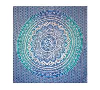 BRICOMIRAS Toalla Playa Grande, Manta Picnic, Manta Grande, Pareo Playa Grande, Mandala Pared 100% Algodon, Mantel/Alfombra/Pareo/Tapiz Mandala (210x230cm, Azul Mandala)