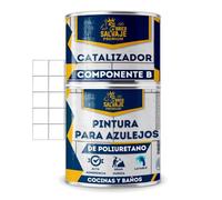 BRICOSALVAJE Pintura para Azulejos de Baño y Cocina Brillante Poliuretano 2 Componentes 600+150 Alta Adherencia y Resistencia a Agua y Limpieza (Algodón)
