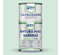 BRICOSALVAJE Pintura para Bañeras Acabado Mate | Poliuretano 2 Componentes 600+150 | Renueva tu Bañera sin Obras | Fácil Aplicación con Rodillo o Brocha en Baños Interiores (Verde Claro Crawford)