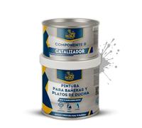 BRICOSALVAJE PREMIUM Pintura para Bañeras y Platos de Ducha | Poliuretano 2 Componentes 750 ml (600+150 ml) | Alta Adherencia y Dureza | Acabado Mate | Piedra Serena