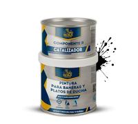 BRICOSALVAJE PREMIUM Pintura para Bañeras y Platos de Ducha | Poliuretano 2 Componentes 750 ml (600+150 ml) | Alta Adherencia y Dureza | Acabado Brillante | Ébano Profundo