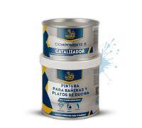 BRICOSALVAJE PREMIUM Pintura para Bañeras y Platos de Ducha | Poliuretano 2 Componentes 750 ml (600+150 ml) | Alta Adherencia y Dureza | Acabado Mate | Bruma Ártica