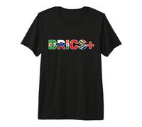 BRICS+ Banderas de Brasil, Rusia, India, China y Sudáfrica Camiseta Premium