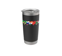 BRICS+ Flag Hearts Brasil, Rusia, India, China Sudáfrica Vaso térmico de acero inoxidable de doble pared