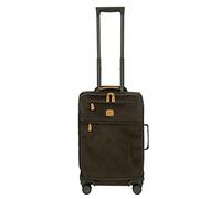 Bric's Maleta Trolley Colección Life, Maleta de Mano con Bolsillos con Cremallera y 4 Ruedas, Efecto Ante, Dimensiones 37x55x23, Oliva