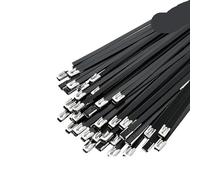 Brida de cable de acero inoxidable 10-100 Uds. Bridas for cables de acero inoxidable negro Metal, bridas 4,6mm, for bloqueo alta resistencia for encuadernación tubos escape(20PCS,4.6x150mm)