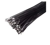 Brida de cable de acero inoxidable Bridas for cables de Metal y acero inoxidable, color negro, bloqueo recubierto, cremallera, escape, multifuncional, bridas for 4,6mm, 10-100 Uds(100PCS,4.6x450mm)