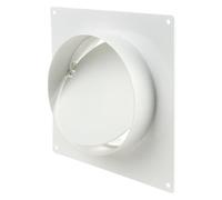 Brida de pared de 150 mm con válvula antirretorno, conector de tubo para tubo de ventilación de 150 mm, placa de pared de PVC/ABS para salida y entrada, color blanco