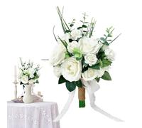 Brida Ramos de flores, Falso Flower Arrangements for Ceremony and Reception, 11,02 x 9,45 pulgadas Realistic Bridal Bouquet with Elegant Design, Artificial Flowers for Church Photoshoots Home Decor
