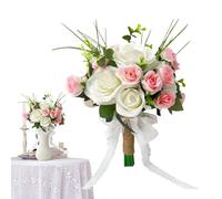 Brida Ramos de flores, Falso Flower Arrangements for Ceremony and Reception, 11,02 x 9,45 pulgadas Realistic Bridal Bouquet with Elegant Design, Artificial Flowers for Church Photoshoots Home Decor
