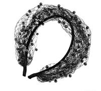 Bridal Fascinator Headband - Elegante malla formal Pearl Veil Face Covering