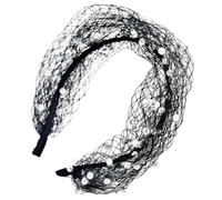 Bridal Fascinator Headband - Elegante malla formal Pearl Veil Face Covering